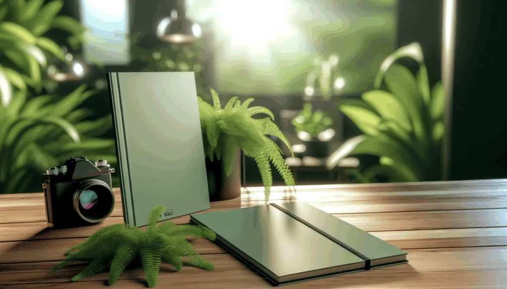 Eco-friendly notebook on a wooden desk